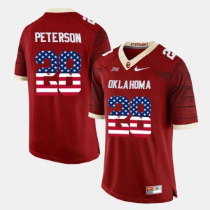 Adrian Peterson Sooners Jersey Crimson #28 For Men's US Flag Fashion