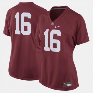 College Football University of Alabama Jersey #16 For Women's Crimson