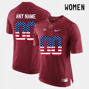 US Flag Fashion #00 Crimson For Women University of Alabama Customized Jerseys