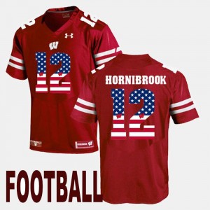 #12 Maroon Alex Hornibrook Wisconsin Badgers Jersey US Flag Fashion For Men's