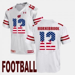 #12 US Flag Fashion Mens White Alex Hornibrook University of Wisconsin Jersey