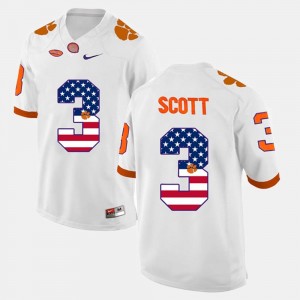 Artavis Scott Clemson Tigers Jersey #3 For Men's US Flag Fashion White