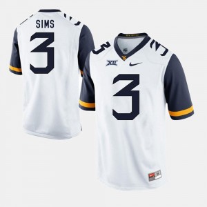 #3 Alumni Football Game White For Men Charles Sims West Virginia Mountaineers Jersey