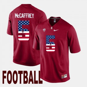 US Flag Fashion #5 Christian McCaffrey Stanford University Jersey Cardinal For Men
