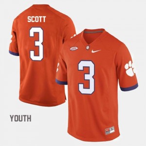 College Football Orange #3 Artavis Scott Clemson University Jersey Kids