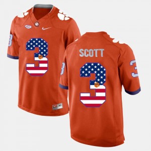#3 Artavis Scott Clemson University Jersey Men's Orange US Flag Fashion