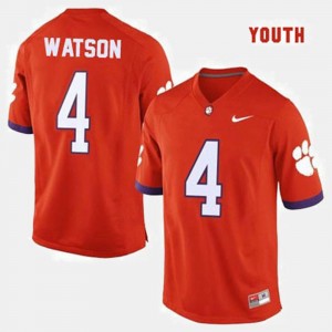 College Football Youth #4 Orange Deshaun Watson Clemson National Championship Jersey