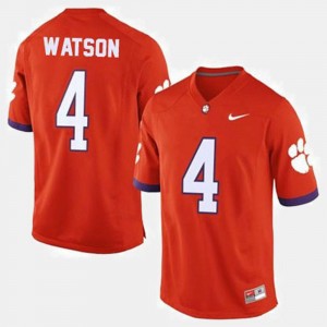 For Men #4 Deshaun Watson Clemson University Jersey College Football Orange