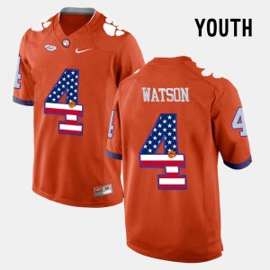 #4 Orange US Flag Fashion Youth(Kids) DeShaun Watson CFP Champs Jersey