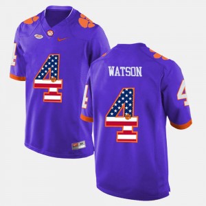 DeShaun Watson Clemson Tigers Jersey US Flag Fashion Purple #4 Men
