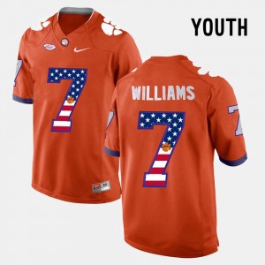 Youth(Kids) #7 US Flag Fashion Orange Mike Williams Clemson Tigers Jersey
