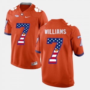 Mike Williams Clemson Tigers Jersey #7 Orange US Flag Fashion For Men