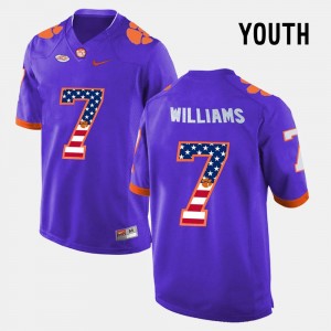 Purple Mike Williams Clemson Jersey #7 US Flag Fashion Youth