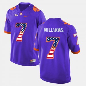 Mike Williams Clemson University Jersey Purple For Men's #7 US Flag Fashion