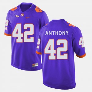 Purple College Football Stephone Anthony Clemson University Jersey #42 Men's