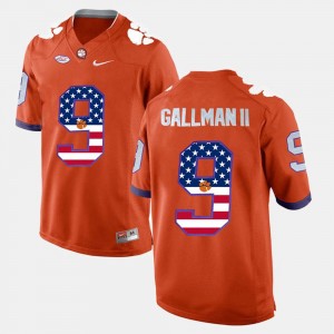 Wayne Gallman II Clemson Jersey Orange US Flag Fashion #9 Mens