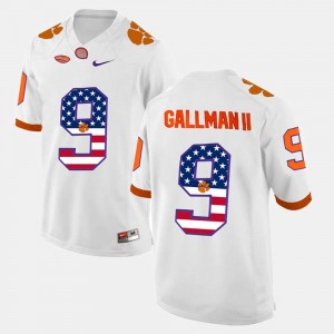 Wayne Gallman II Clemson Tigers Jersey For Men's White #9 US Flag Fashion