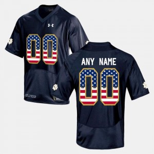 #00 Notre Dame Fighting Irish Custom Jerseys US Flag Fashion Men's Navy Blue