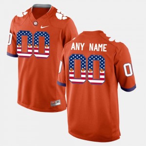 Clemson Tigers Custom Jerseys #00 Men Orange US Flag Fashion