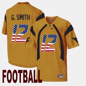 Gold Geno Smith West Virginia University Jersey Mens US Flag Fashion #12