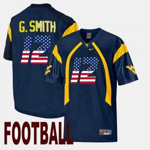 For Men's Geno Smith Mountaineers Jersey Navy US Flag Fashion #12
