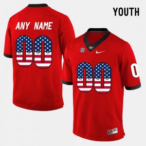 Red US Flag Fashion #00 UGA Customized Jerseys Kids