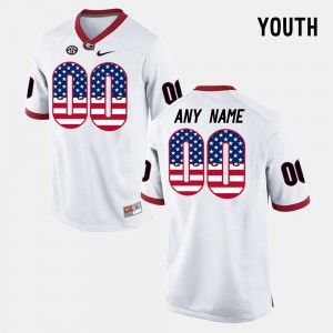 UGA Bulldogs Customized Jerseys US Flag Fashion For Kids #00 White