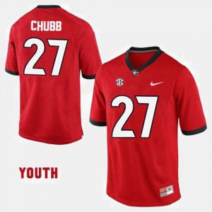 Nick Chubb University of Georgia Jersey College Football Red #27 For Kids