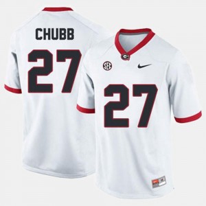 Men White Nick Chubb Georgia Jersey #27 College Football