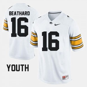 C.J. Beathard Iowa Hawkeyes Jersey #16 White For Kids College Football