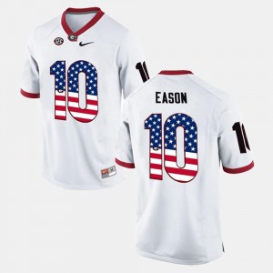 US Flag Fashion White Men Jacob Eason UGA Bulldogs Jersey #10