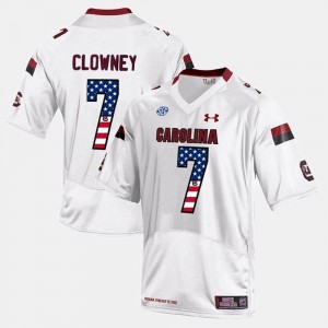 Men White #7 US Flag Fashion Jadeveon Clowney Gamecocks Jersey