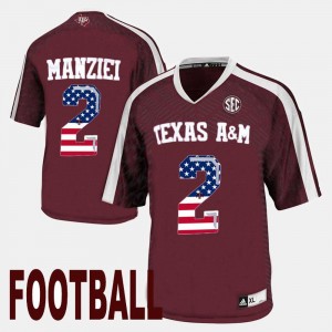 Mens Johnny Manziel Texas A&M University Jersey Maroon US Flag Fashion #2