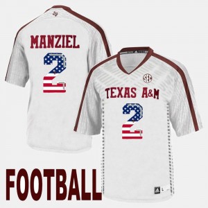 Johnny Manziel Texas A&M Aggies Jersey US Flag Fashion White #2 Mens