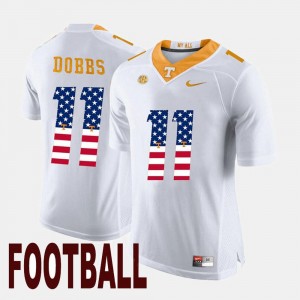 White For Men's #11 US Flag Fashion Joshua Dobbs Tennessee Vols Jersey