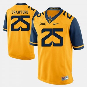 Justin Crawford West Virginia Mountaineers Jersey #25 For Men Alumni Football Game Gold