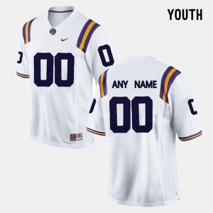#00 White Youth College Limited Football LSU Customized Jerseys