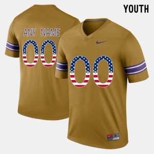 LSU Custom Jersey US Flag Fashion Gridiron Gold Kids #00