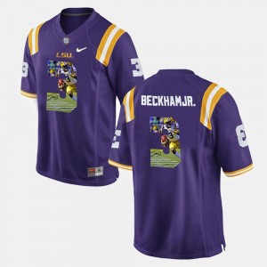 Purple Mens #3 Player Pictorial Odell Beckham Jr Louisiana State Tigers Jersey