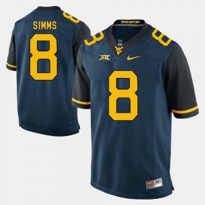 Blue For Men #8 Alumni Football Game Marcus Simms Mountaineers Jersey