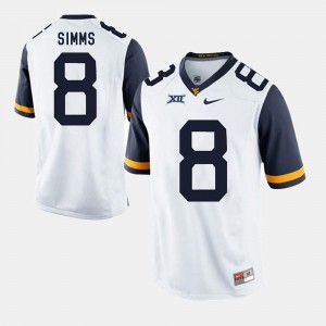 Alumni Football Game White #8 For Men's Marcus Simms West Virginia Mountaineers Jersey