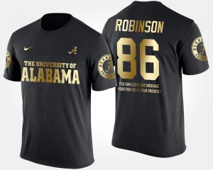 A'Shawn Robinson University of Alabama T-Shirt For Men Gold Limited #86 Black Short Sleeve With Message
