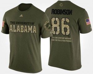 #86 For Men Military A'Shawn Robinson University of Alabama T-Shirt Camo Short Sleeve With Message