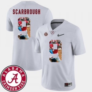 #9 White Men's Bo Scarbrough Alabama Crimson Tide Jersey Pictorial Fashion Football