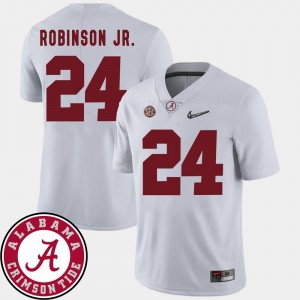 White #24 2018 SEC Patch Men College Football Brian Robinson Jr. Alabama Crimson Tide Jersey