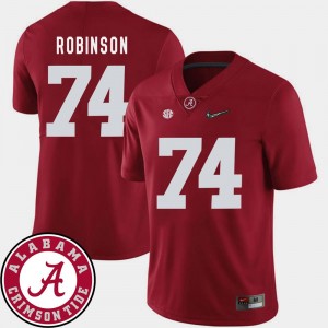For Men's Crimson #74 Cam Robinson University of Alabama Jersey College Football 2018 SEC Patch