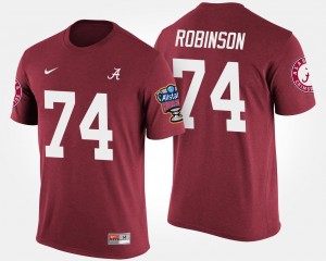 Sugar Bowl #74 For Men's Bowl Game Cam Robinson Bama T-Shirt Crimson