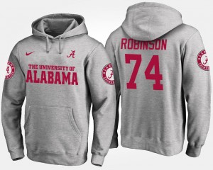 #74 Cam Robinson Bama Hoodie Gray Name and Number For Men's