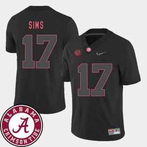 2018 SEC Patch #17 College Football Cam Sims University of Alabama Jersey Black Men