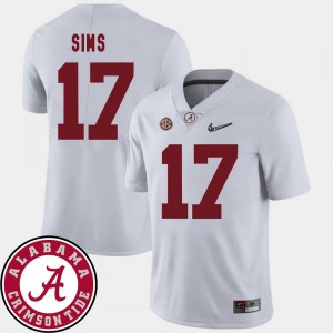 Cam Sims Bama Jersey College Football #17 Men 2018 SEC Patch White